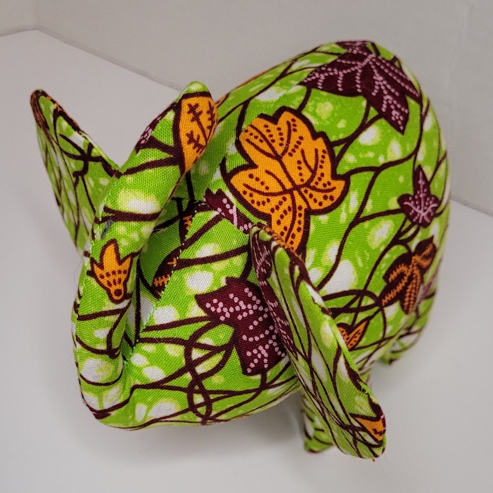 Lovely Fall Leaf Motif Green Small Stuffed Elephant Accent Pillow RARE - Picture 8 of 14